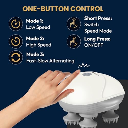 MILDCARES S1 Pro Electric Scalp Massager with 96 Soft Silicone Nodes | Waterproof Rechargeable Head & Hair Massager | Deep Kneading, Stress Relief & Hair Growth Support | Smart Scalp Massager (White, 1-Year Warranty) - Image 2