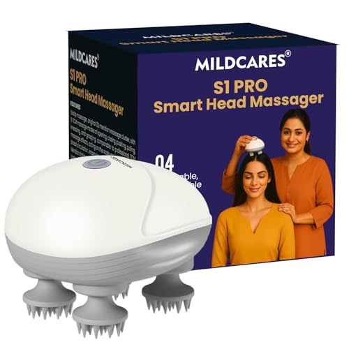 MILDCARES S1 Pro Electric Scalp Massager with 96 Soft Silicone Nodes | Waterproof Rechargeable Head & Hair Massager | Deep Kneading, Stress Relief & Hair Growth Support | Smart Scalp Massager (White, 1-Year Warranty) - Image 1