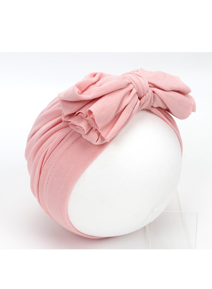 Newborn Cotton Bowtie Pullover Hat Pink 