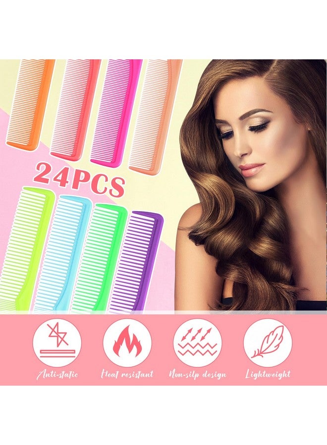 Meanplan Hair Cutting Combs, 24 Pieces Carbon Fiber Combs for Hair Stylist, Fine and Wide Tooth Cutting Combs, All Purpose Hair Comb for Men and Women, Bright Color - Image 3