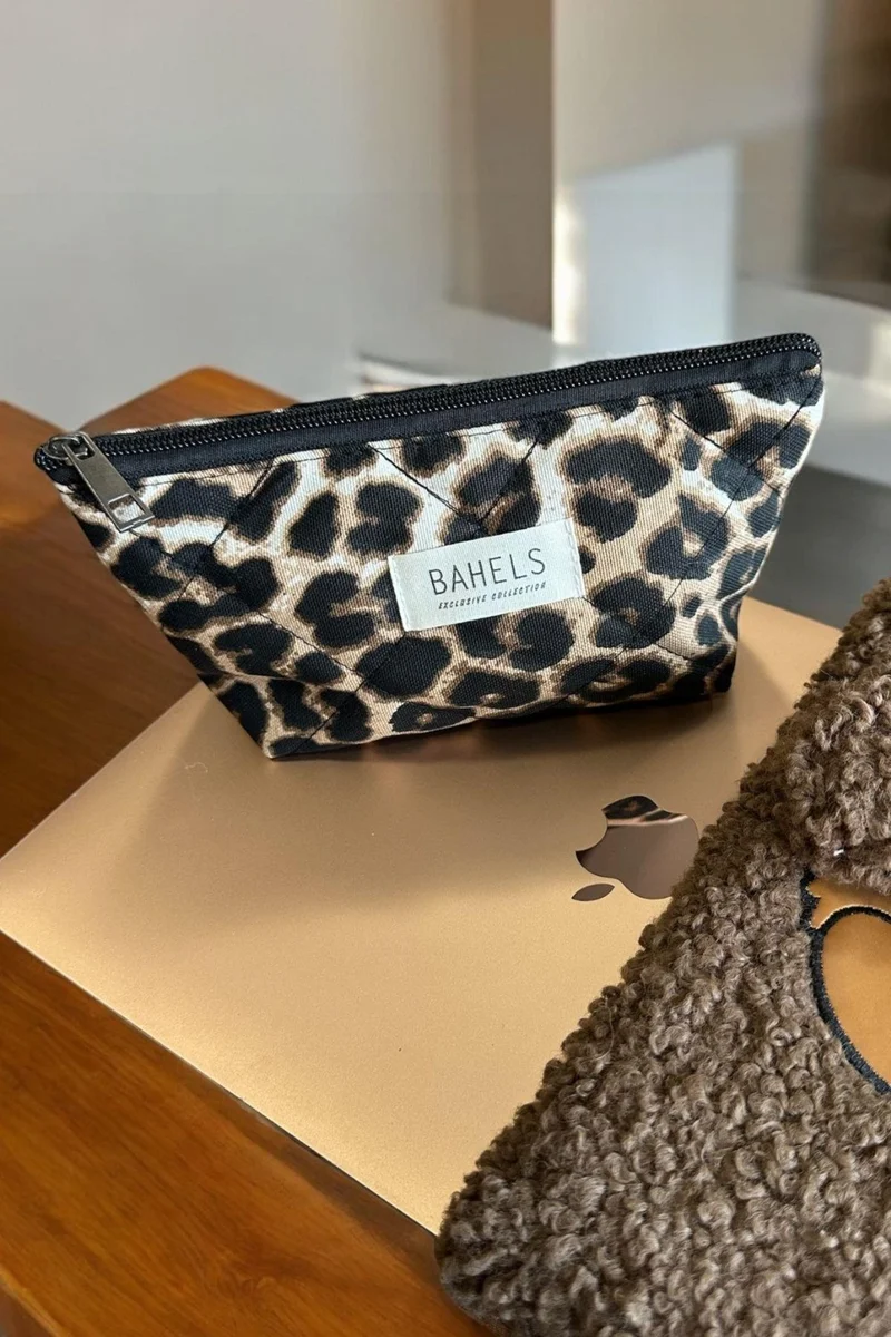 Bahels Viral Leopard Zippered Single Compartment Pencil Case Pencil Case Wallet Makeup Bag