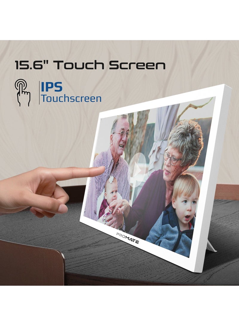 بروميت Full HD Digital Photo Frame with 15.6-Inch Touchscreen, 32GB Storage, Wireless App Control, Multi Picture & Video Formats Compatibility, USB/TF Card Support, Dual Speakers, Memoria-15 White - Image 5