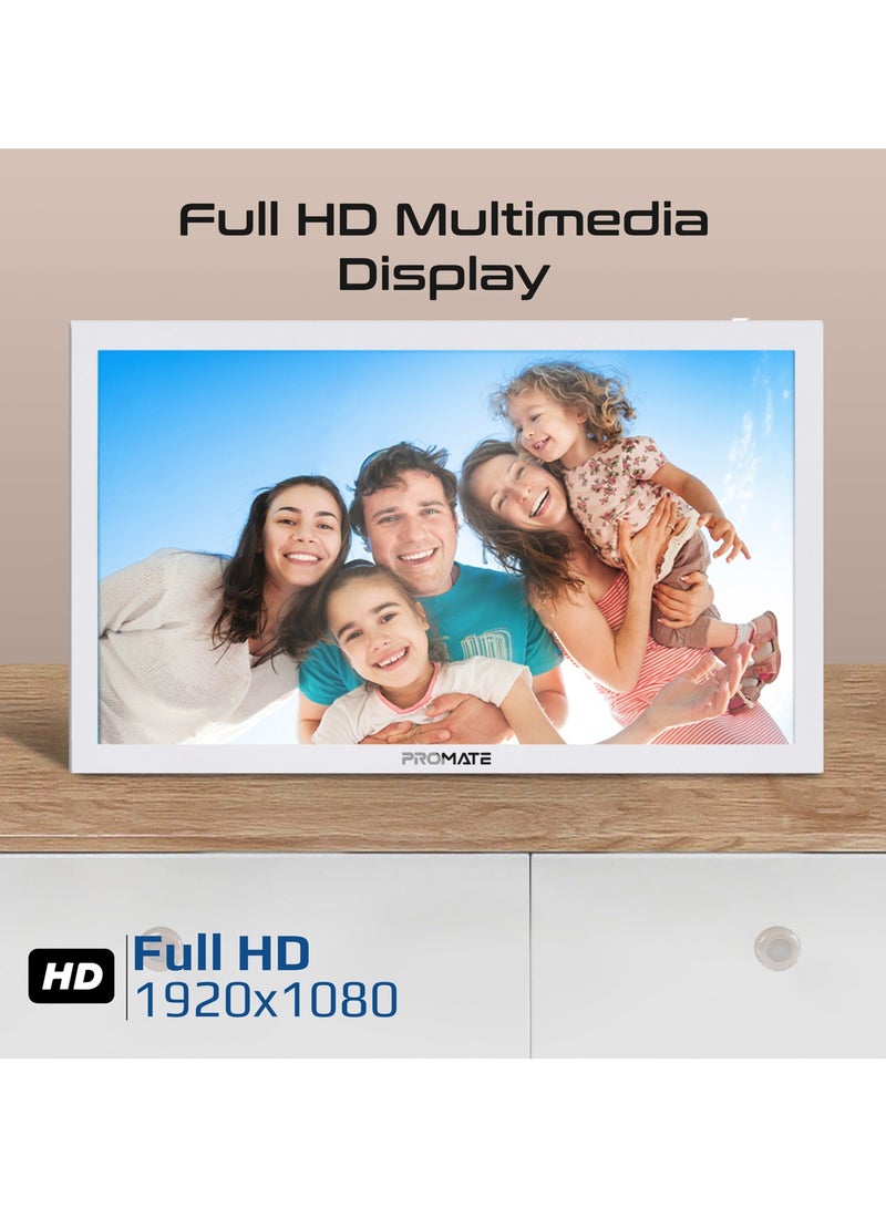 بروميت Full HD Digital Photo Frame with 15.6-Inch Touchscreen, 32GB Storage, Wireless App Control, Multi Picture & Video Formats Compatibility, USB/TF Card Support, Dual Speakers, Memoria-15 White - Image 2