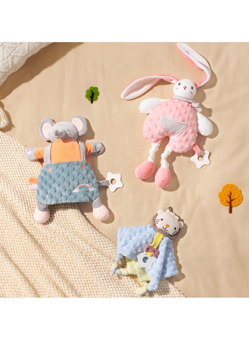 Multi-functional soothing animal shaped soft bean touched sense doll, light and soft food-grade chewable material, soothing teether (White and pink Bunny) - Image 2