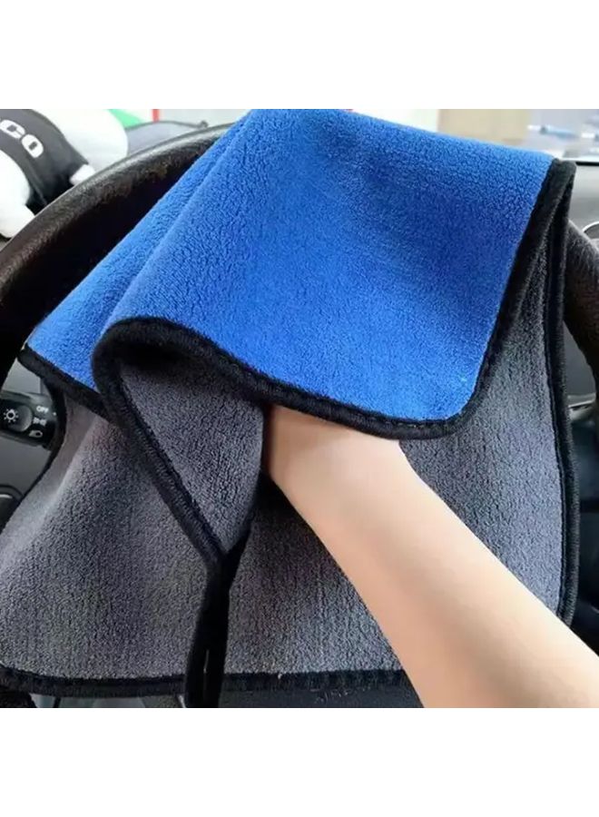 10 مناشف سيارات من الألياف الدقيقة باللون الرمادي والأزرق، منشفة ماصة مزدوجة الجوانب - Image 5