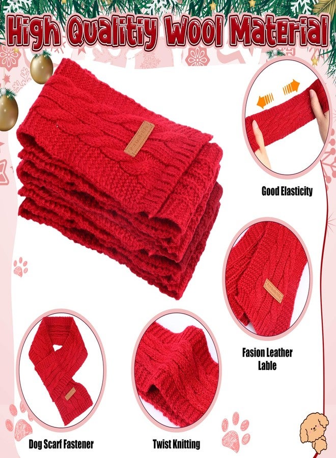Cutecrop طقم قبعة ووشاح محبوك للكلاب من كيوت كروب مكون من 4 قطع، قبعة شتوية للكلاب والقطط الصغيرة، قبعة صوفية للقطط، مدفأة للرقبة والأذنين (أحمر) - Image 5