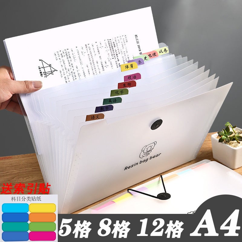 Customized Office Rainbow Organ Bag Pp Transparent A4 Folder Student Examination Paper File Storage Organ Bag - Image 3