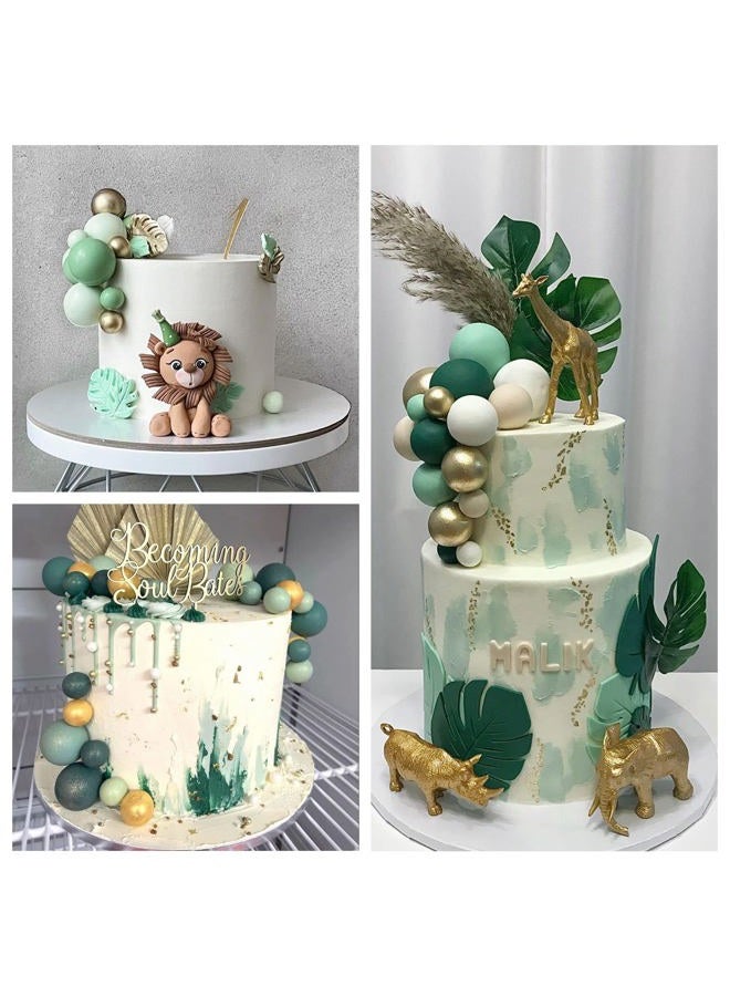 ASTARON 32 Pcs Ball Cake Topper Decorations Mini Balloons Cake Topper Sticks Foam Balls Cake Picks Cake Topper Balls Cake Decorations for Wedding Party Birthday Cake Decorating (Green Gold) - Image 4