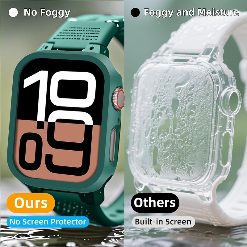 2 Pack [NO Screen Protector] Bumper Case for Apple Watch Series 10 42mm, Slim Thin Shockproof Bumper Cover, Hard PC Protective Frame All-Around Edge for iWatch 42mm Accessories, Green - Image 2