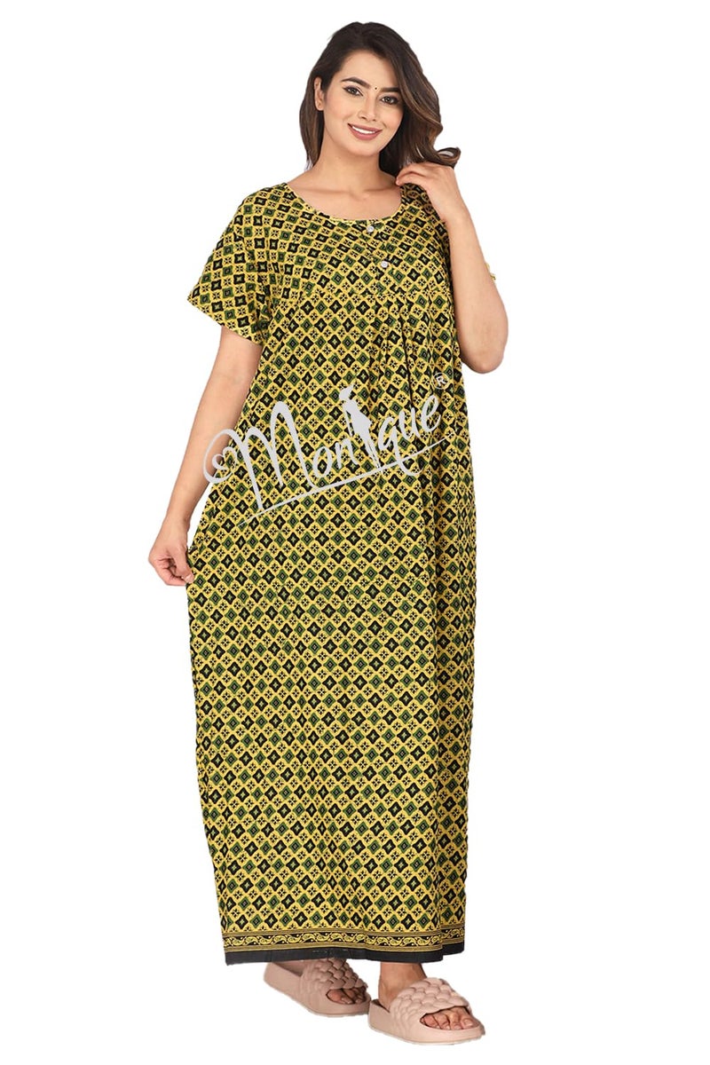Monique Brand Cotton Nighty for Women — Floral Printed Stylish Night Gown, Comfortable Sleepwear Long Nightwear, Maxi- Free Size (Size - M to XXL-44) - Image 5