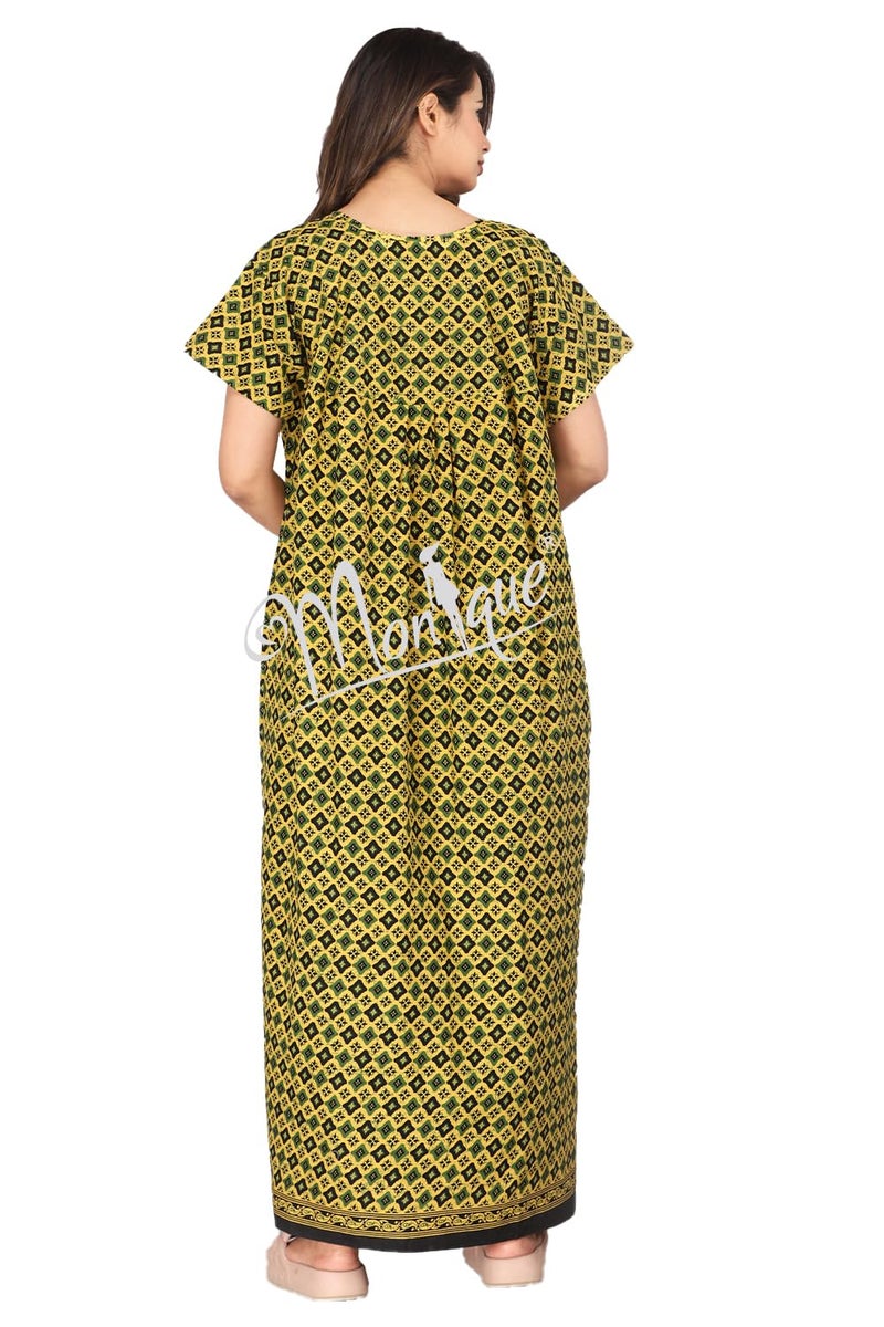 Monique Brand Cotton Nighty for Women — Floral Printed Stylish Night Gown, Comfortable Sleepwear Long Nightwear, Maxi- Free Size (Size - M to XXL-44) - Image 4