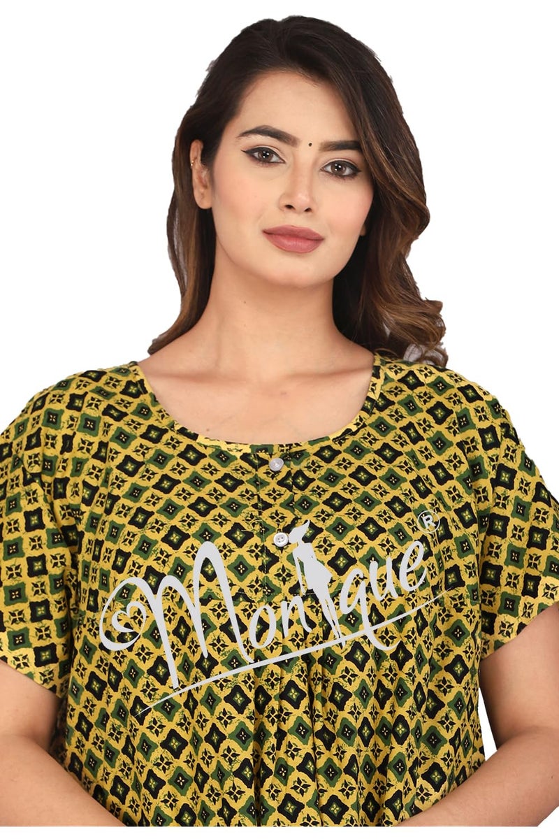 Monique Brand Cotton Nighty for Women — Floral Printed Stylish Night Gown, Comfortable Sleepwear Long Nightwear, Maxi- Free Size (Size - M to XXL-44) - Image 2