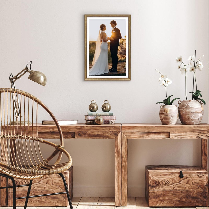 Americanflat Vintage Frames - 13x19 Picture Frame with Beaded Accents and Polished Plexiglass - Use as 12x18 Frame or Display 13x19 Photos Without Mat - Heirloom Collection - Wall Display - Gold - Image 4
