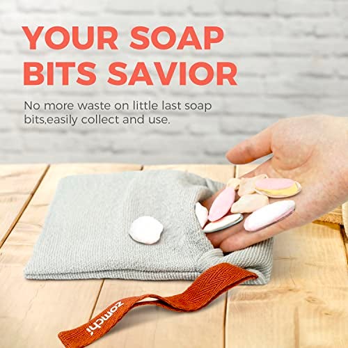 ZOMCHI 2 Pieces of Soap Bags with Gentle Roughness, Soap Savers for Bar Soap, Body Scrubbers for Use in Shower, Soap Exfoliating Bag - Image 4