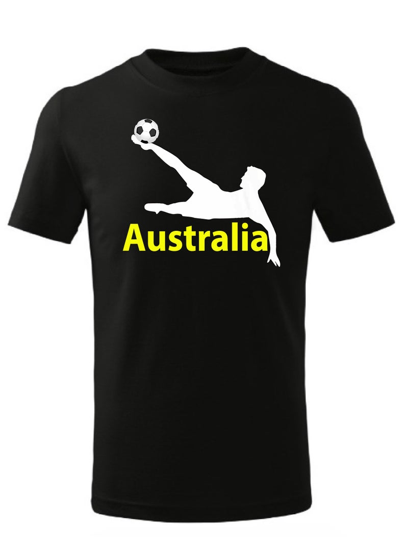 Australia Football Team World Fans printed T shirts Supporting The Team Football Team Jersey T shirts For Men | Women | Kids to win the cup (Black)  - Image 1