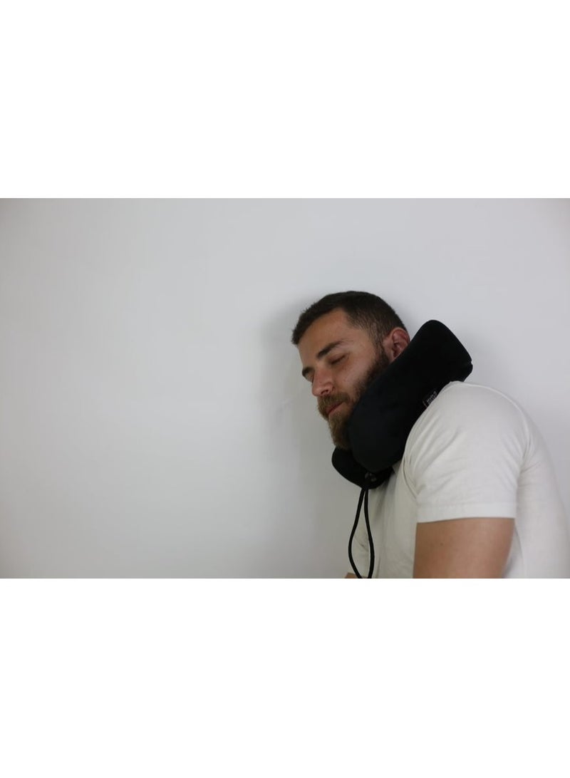 HT Memory Foam Travel Neck Pillow, Black - Image 3