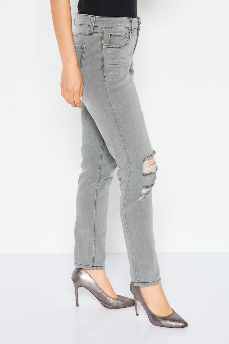 INC Denim Women Straight Leg Non Stretchable Ankle Jeans, Grey - Image 3
