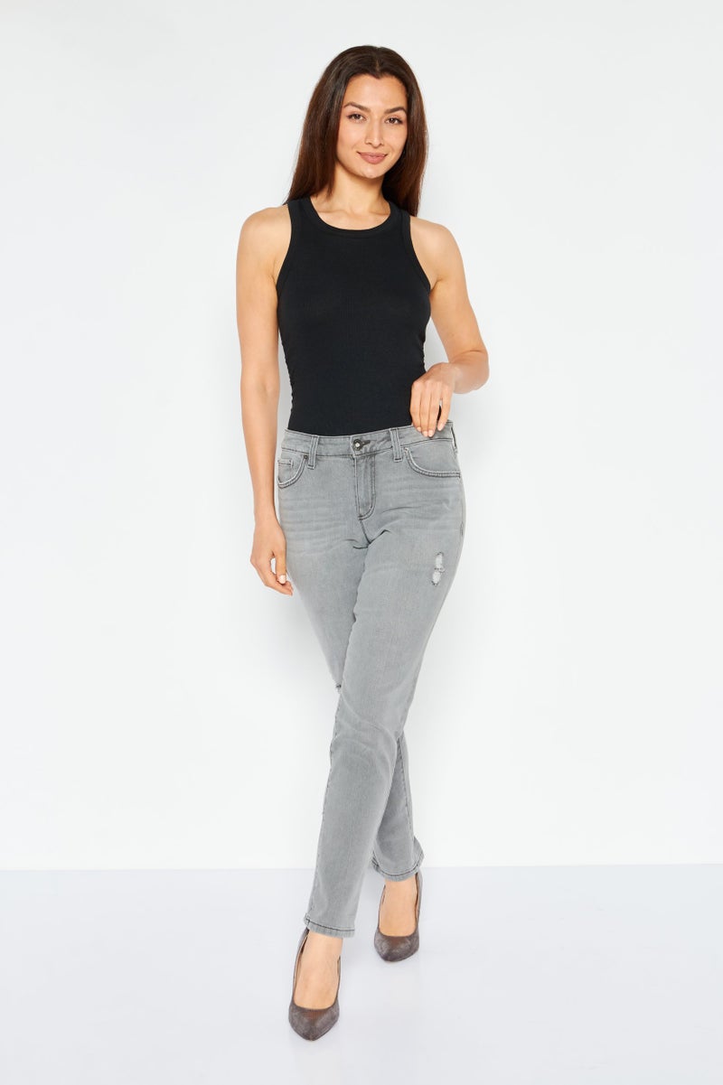 INC Denim Women Straight Leg Non Stretchable Ankle Jeans, Grey - Image 4