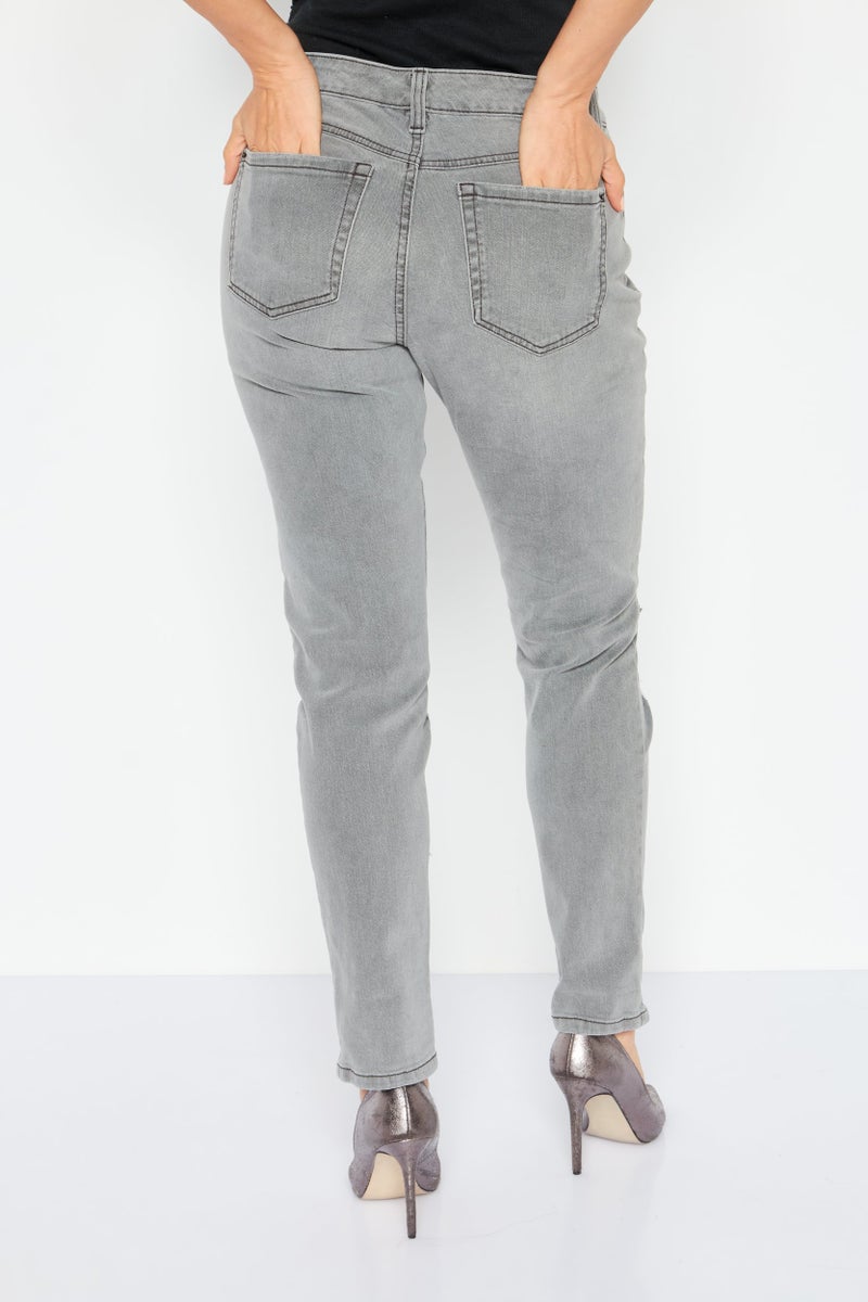 INC Denim Women Straight Leg Non Stretchable Ankle Jeans, Grey - Image 2