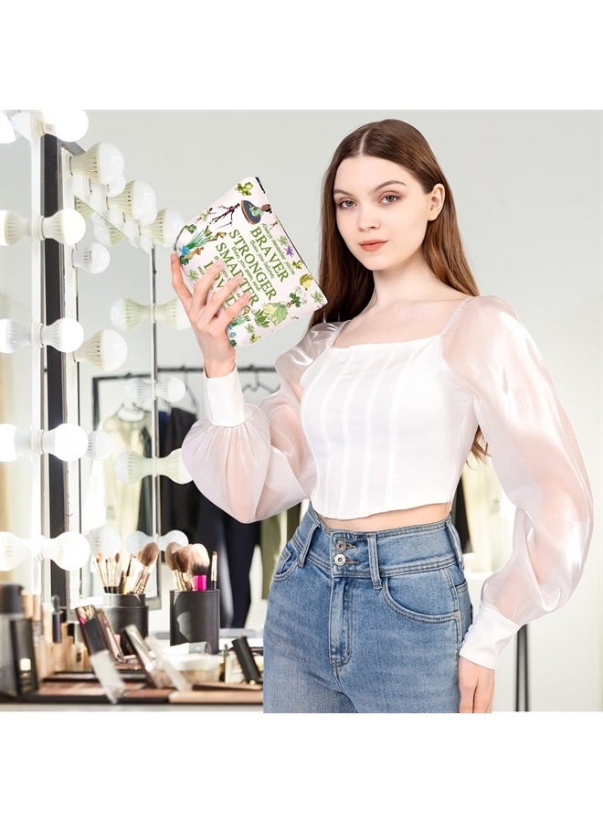 MEIKIUP Frog Princess Makeup Bag Princess Travel Cosmetic Bags for Women Girls You are Braver Stronger Smarter Than You Think Zipper Pouch (Frog-P Always Bag) - Image 4