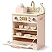 ROBUD Wooden Dishwasher Playset Play Kitchen Set Toy Dishwasher for Kids Pretend Toddlers Kitchen Toy with Storage Baskets Plates Bowls and Detergent Gift for Boys Girls Age 3 Pink - Image 2