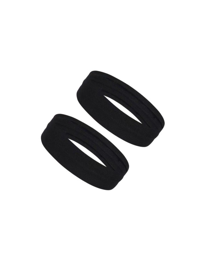 Generic 2 Pcs Black Headbands, Women's Headbands Men's Sports Headbands, Fitness Hairbands, Running Workout Bands  - Image 1
