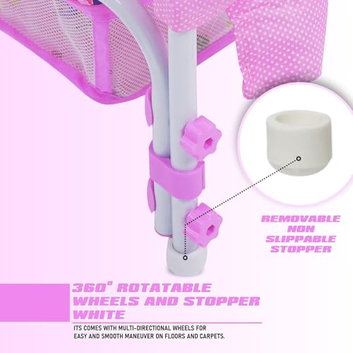 KIDBITKART Premium Jumbo Baby Cradle New Born Baby Sleep Swing Cradle/Mattress & Wheels and Cradle for 0-13 Months Baby Boys and Girls (Blue Panda) (Pink Panda) - Image 5