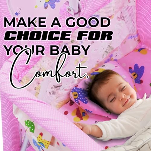 KIDBITKART Premium Jumbo Baby Cradle New Born Baby Sleep Swing Cradle/Mattress & Wheels and Cradle for 0-13 Months Baby Boys and Girls (Blue Panda) (Pink Panda) - Image 2