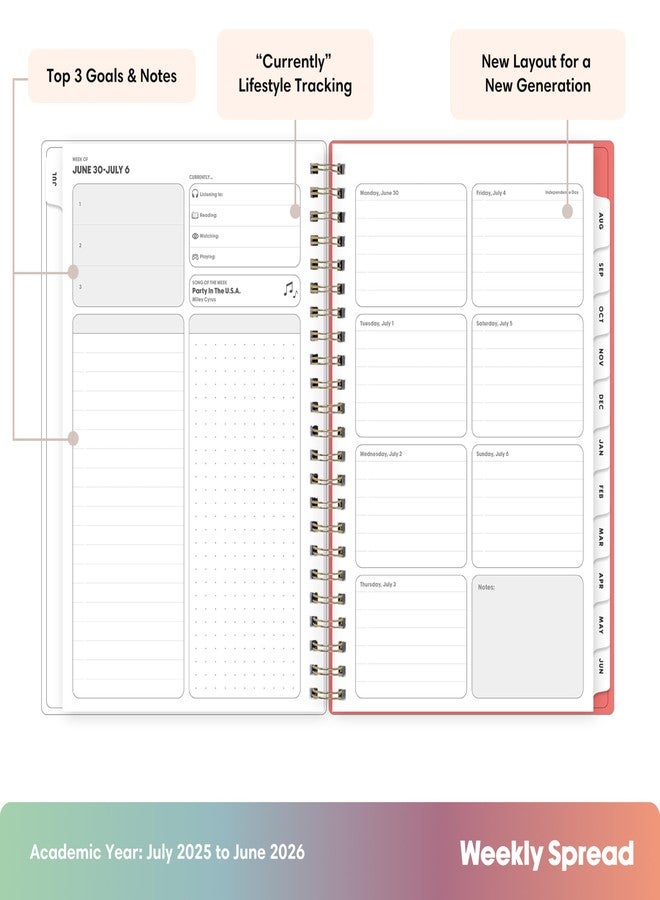 Blue Sky Gen Z 2025-2026 Weekly and Monthly Academic Year Planner Calendar, July 2025 - June 2026, 5" x 8", Flexible Interchangeable Cover, Wirebound, Laminated Tabs, Storage Pocket, Gladys - Image 3