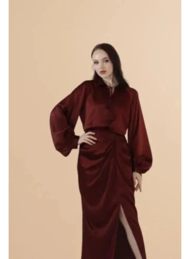 2TRENDY Maroon Pleated Skirt