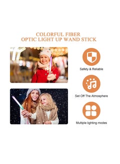 SYOSI Color Glow Sticks, KASTWAVE Glow in the Dark Party Supplies Includes 4 Fiber Optic Light up Wand and 4 LED Glow Sticks Glow Flashing Wands Multi Color Glow Sticks for Party Included (8 Pieces)  - Image 3