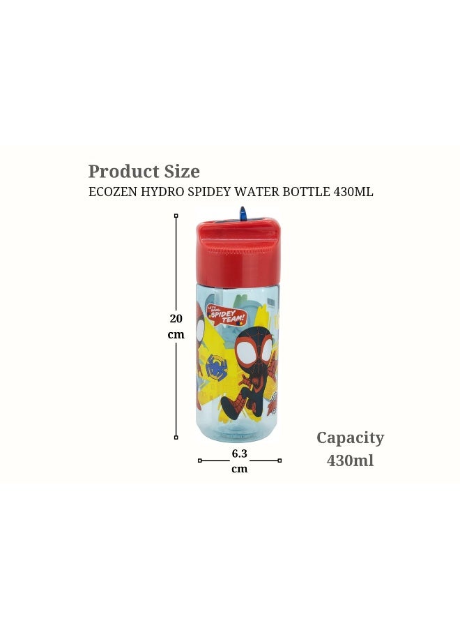 Stor Marvel Spider-Man Ecozen Hydro Water Bottle for Kids – 430ml BPA-Free Reusable Leak-Proof Drinking Bottle with Flip-Top Lid, Lightweight Durable School Sports Travel Water Bottle for Boys & Girls - Image 3