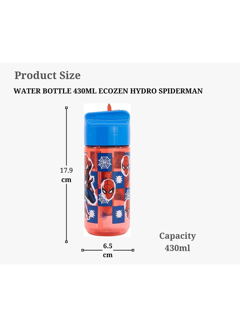 Stor Marvel Spider-Man Ecozen Hydro Water Bottle for Kids – 430ml BPA-Free Reusable Leak-Proof Drinking Bottle with Flip-Top Lid, Lightweight Durable School Sports Travel Water Bottle for Boys & Girls - Image 3