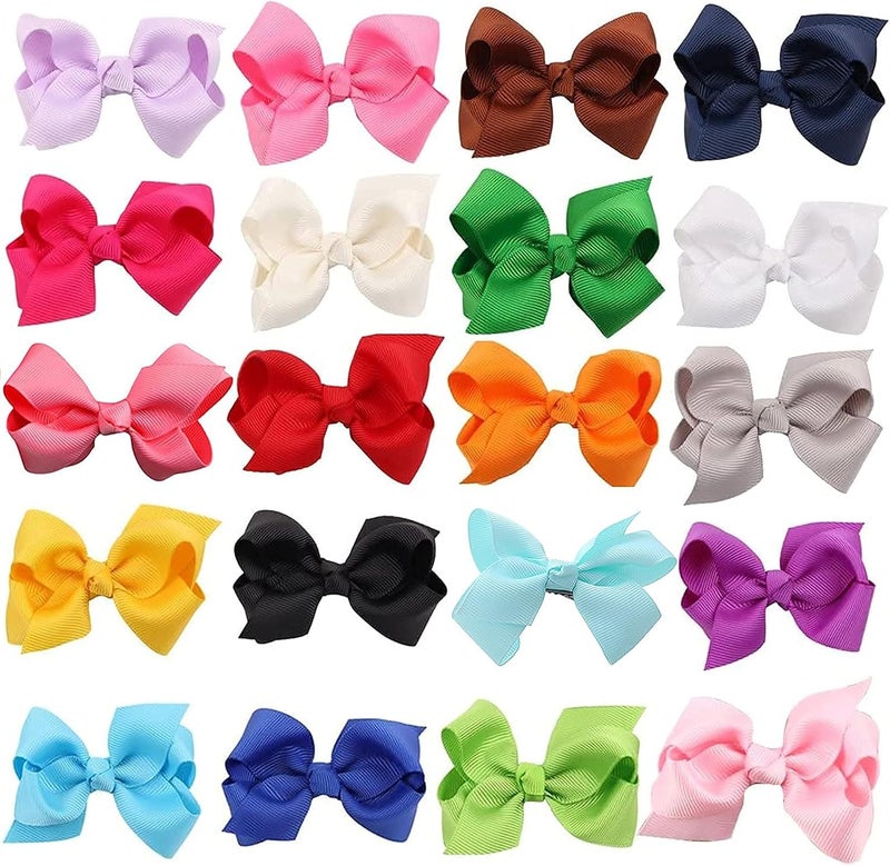Proxima Direct Closed & open space compatible 3 Inch Baby Girls Clips,20 PCS baby Hair Clips,Grosgrain Boutique Solid Color Ribbon Mini Hair Bows Clips for Baby Girls Teens Infants Kids Toddlers Children Easy assemble alternatives - Image 5