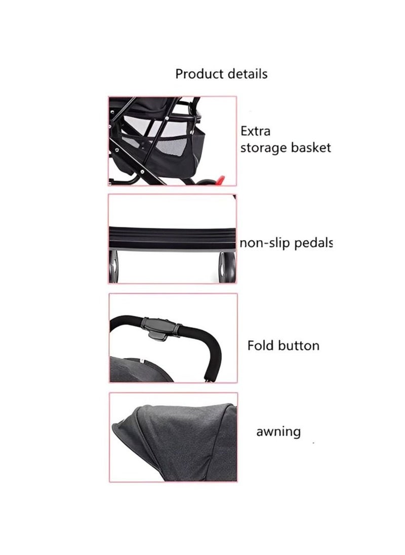 Generic Baby Pram Stroller With Sunshade Canopy Light Weight Easy Fold And Smooth Wheels Portable Baby Stroller  - Image 5