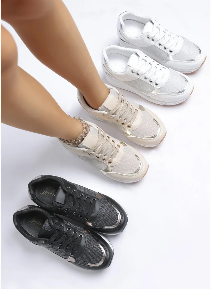 London Rag  London Rag Women's Faux Leather & Mesh Sneakers In Beige for Women | Best Price UAE