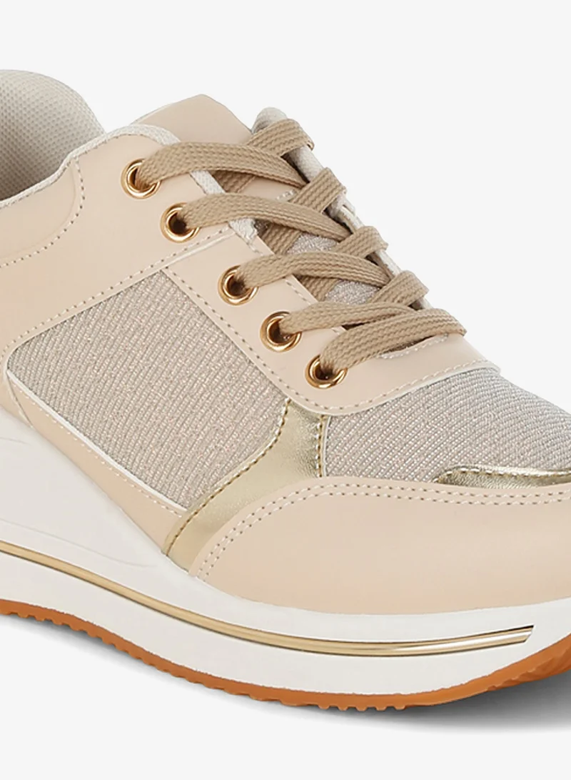 London Rag  London Rag Women's Faux Leather & Mesh Sneakers In Beige for Women | Best Price UAE