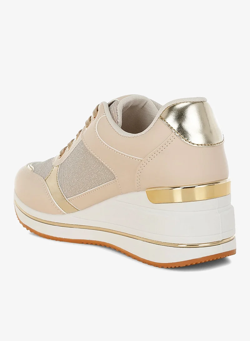 London Rag  London Rag Women's Faux Leather & Mesh Sneakers In Beige for Women | Best Price UAE
