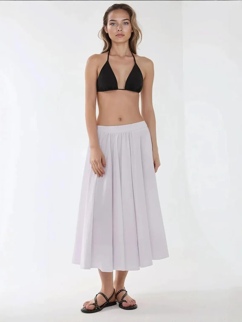 Hiccup White Maxi A-Form Fit Skirt for Women | Best Price UAE