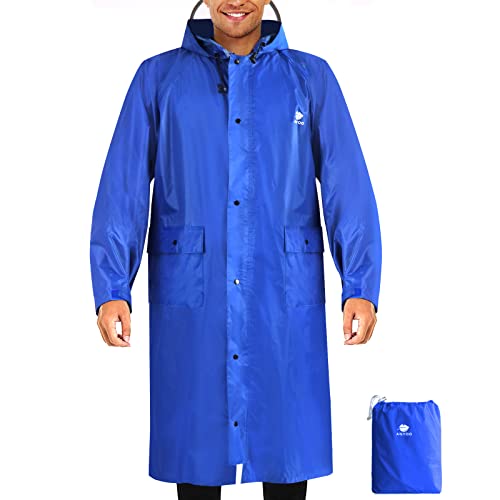 ANYOO Hood Rain Poncho Waterproof Lightweight Raincoat for Men Women Adult with Pocket for Hiking Camping Outdoor Activities - Image 1