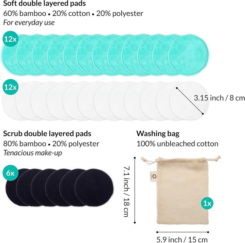 ODOXIA 30-Pack Reusable Makeup Remover Pads | Eco Friendly & Zero Waste Cotton Rounds | Beauty Products | Natural & Organic Face Pads with Laundry Bag | Soft for All Skin Types | Bamboo Wipes for Cleansing - Image 4