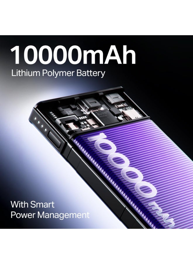 بوات باور بانك boAt Energyshroom PB300 بسعة 10000 مللي أمبير، شحن سريع 22.5 واط، حماية ذكية 12 طبقة، مؤشرات LED وهيكل من سبائك الألمنيوم مدخل USB Type-C (أسود كربوني) - Image 4
