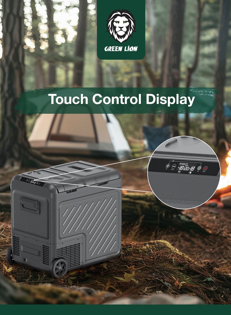 GREEN LION GFC-55 Car Fridge with Touch Control Display 55L /  Pull Bar & Wheels/ Two Shelves / Easy Setup / Camping Refrigerant / Outdoor / Road Trip/ Temperature Control /Car Refrigerator - Black  - Image 4
