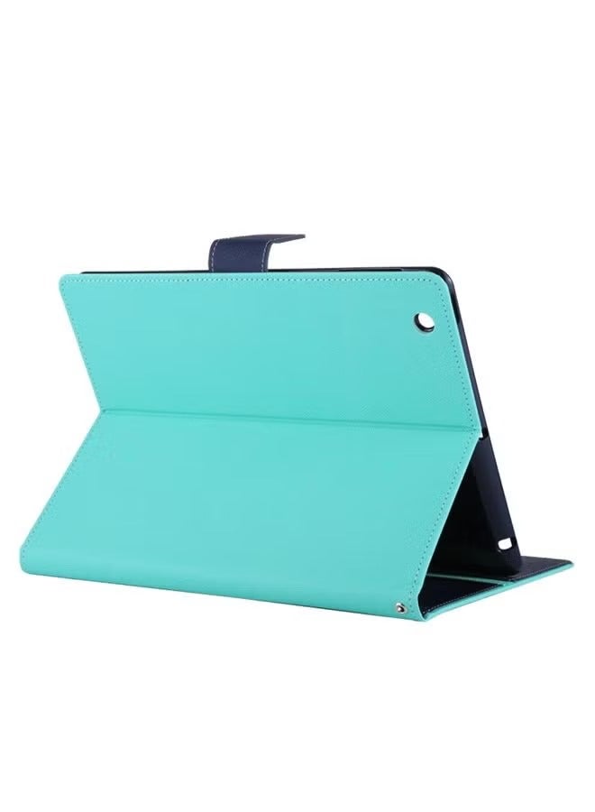 بروماس غطاء حماية GOOSPERY FANCY DIARY لجهاز iPad 4 / 3 / 2 حافظة جلدية ذات نسيج متقاطع مع حامل وفتحات للبطاقات ومحفظة باللون الأخضر النعناعي