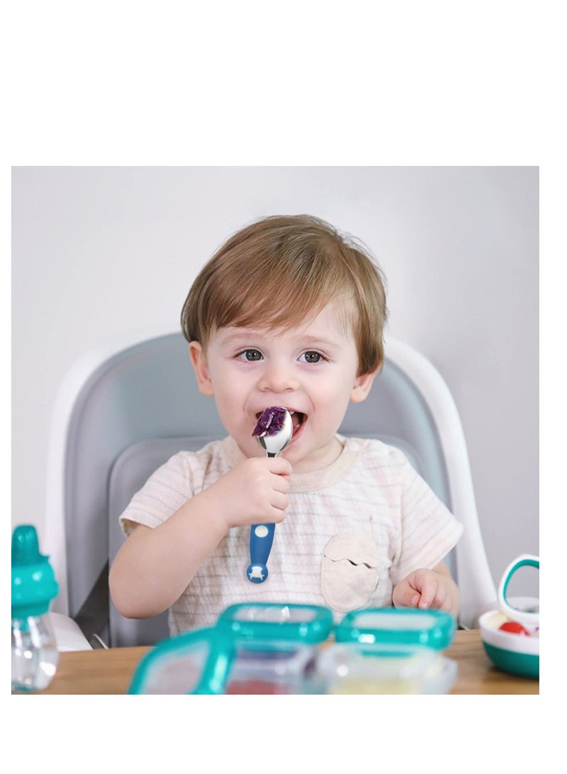 SYOSI 6 Pieces Toddler Silverware Set with Silicone Handle Kids Utensils Forks and Spoons, 316 Stainless Steel & Food Grade Silicone, Bendable Baby Cutlery Childrens Safe Flatware Sets - Image 2