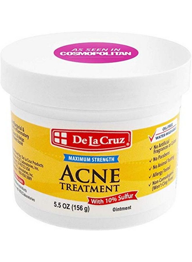 De La Cruz مرهم الكبريت 10% لعلاج حب الشباب القضاء على حبوب كيسية والرؤوس السوداء على الوجه والجسم صنع في الولايات المتحدة بحجم جامبو 5.5 أونصة - Image 2