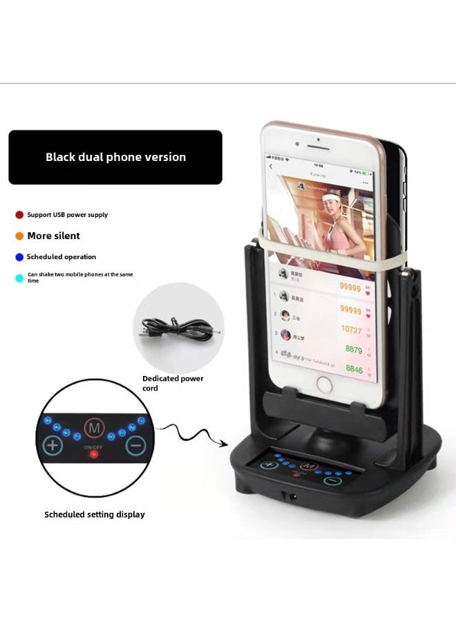 Generic Step Shaker brush step artifact mute swing device can be timed single and double mobile phone pedometer charging automatic brush step number [1-8 hours timing version] Double mobile phone black 