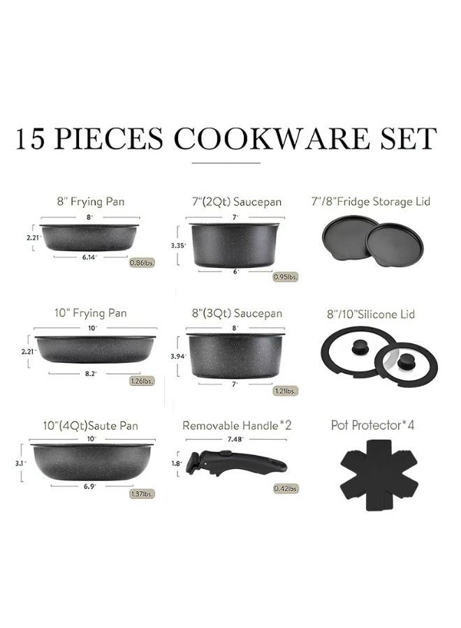 Cookware Sets, soup Pots and fry Pans Set Non Stick , Kitchen Set,  with 6 pcs of kitchen tools, Black - Image 2