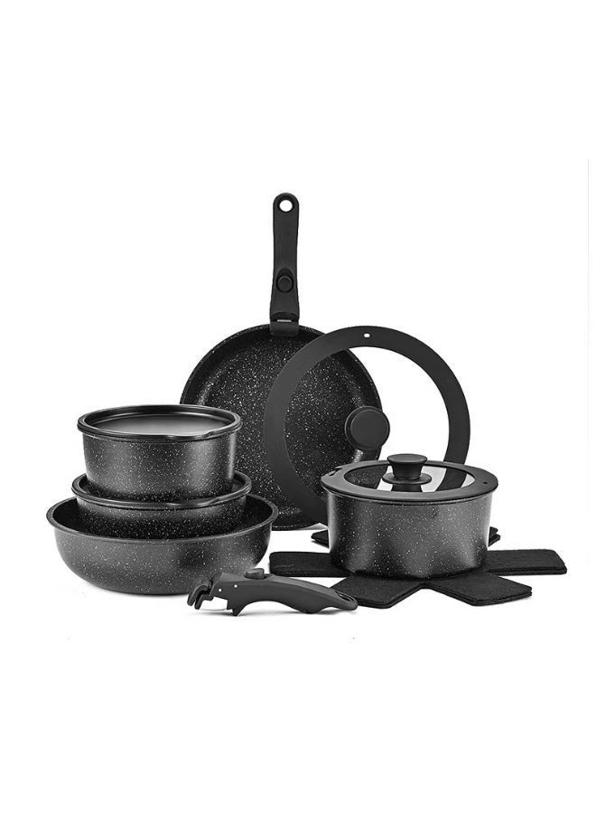 Cookware Sets, soup Pots and fry Pans Set Non Stick , Kitchen Set,  with 6 pcs of kitchen tools, Black - Image 4