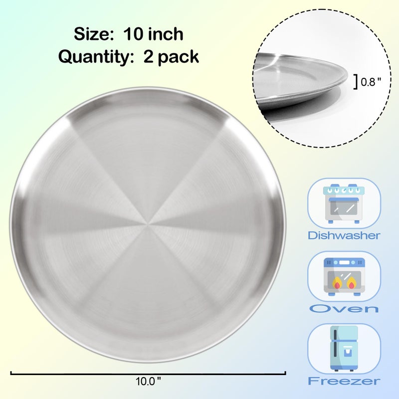 AWTBDP Pizza Pan 10 Inch Set of 2 for Oven, Non-Stick Stainless Steel Pizza Steel, Durable Non-Toxic Round Pizza Pans for Cookie Pizza Pie Cake, Dishwasher Safe & Easy Clean - Image 3